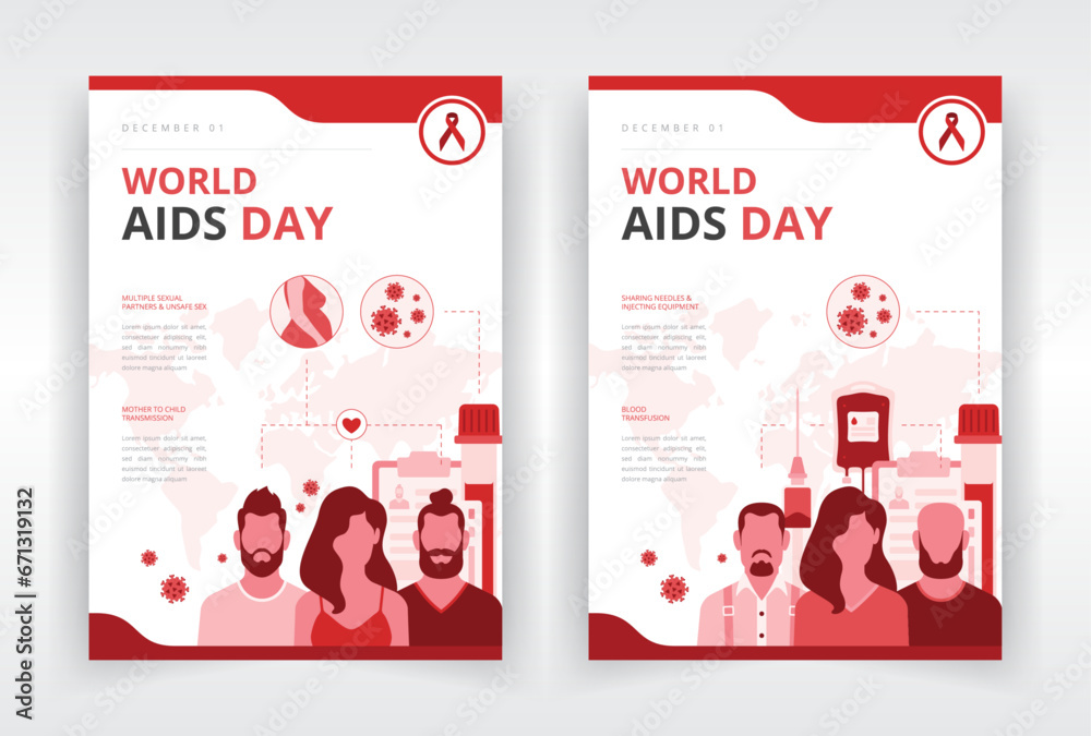 World AIDS day poster, flyer, report or infographic templates for ...