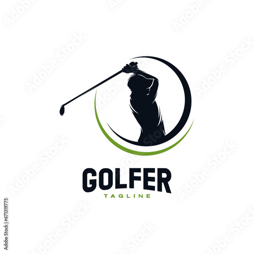 men golf sport illustration logo design