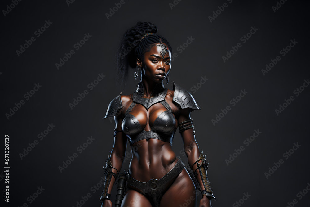 Powerful black female amazon warrior