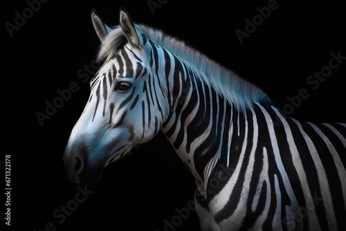 Portrait of a zebra in the studio on a black background. Generative AI. © Artistic Avenue