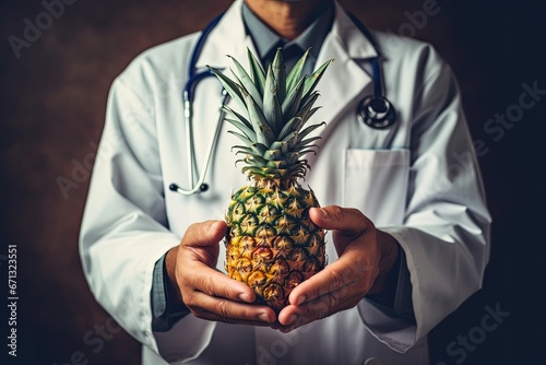 Male Doctor Embracing the Power of Pineapple for Optimal Health