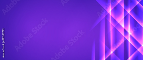Purple pink glowing neon trails background. Abstract crystal facet shine wallpaper. Futuristic highlights and rays template for banner, invitation, voucher, poster, brochure, leaflet. Vector backdrop