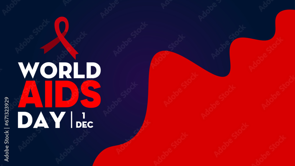 Isolated red ribbon with white text World AIDS Day background, HIV Awareness vector background, stop AIDS banner HIV Isolated red ribbon with white text World AIDS Day background, HIV Awareness vector background, stop AIDS banner HIV
