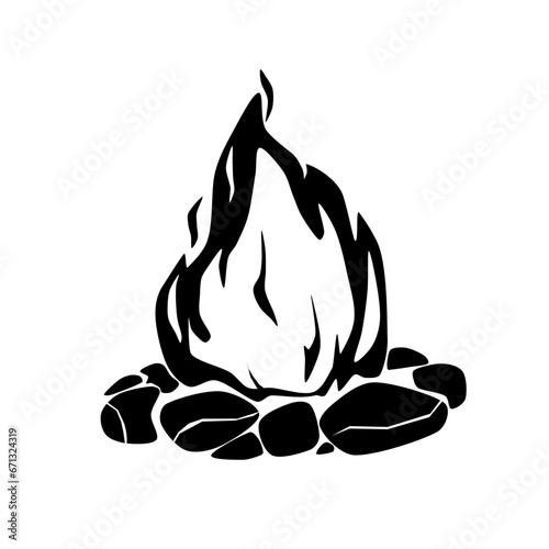 Campfire Vector Silhouette - Illustration Black  Design Icon Logo