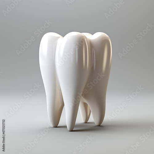 Image for advertising  Single tooth  white  solid background  matte texture  reduced reflection