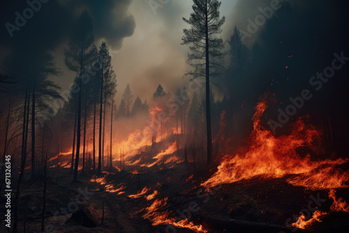 Cinematic scene of Forest fires  a threat to our environment