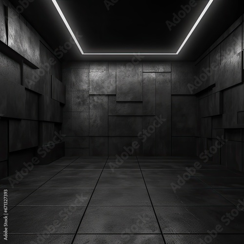 dark empty room with concrete walls and floor