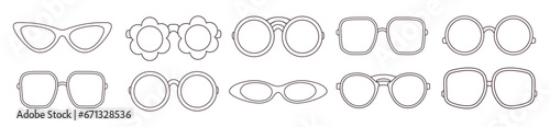 Set of vintage doodle glasses. Sunglasses collection.