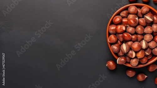 A Top View Background of Hazelnut Trees Embracing Autumn Bounty photo
