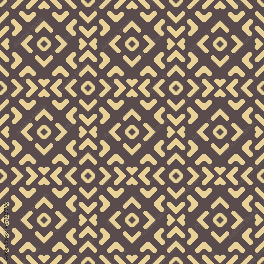 Seamless geometric abstract brown and golden pattern whith rhombuses. Geometric modern ornament. Seamless modern background