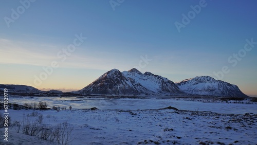 Snow mountain during winter season at Norway, Europe.