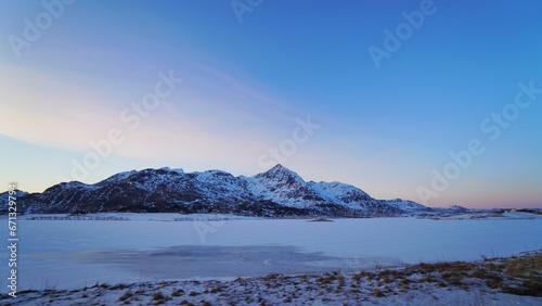 Snow mountain during winter season at Norway  Europe. 