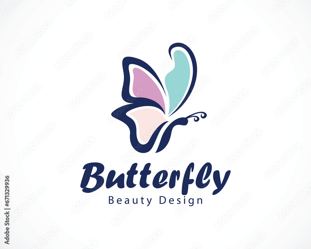 Obraz premium butterfly logo creative icon animal beauty design vector color flat