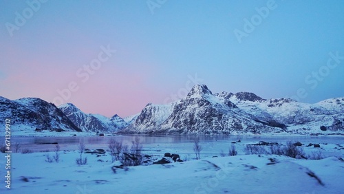 Snow mountain during winter season at Norway  Europe.