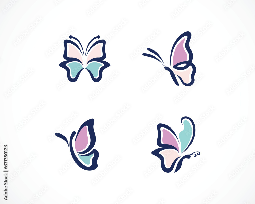 butterfly logo set creative beauty animal logo vector