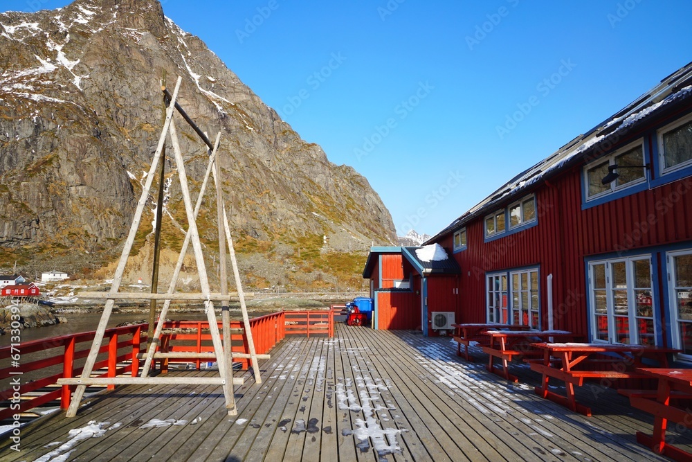 Local restaurant at Lofoten, Norway, Europe.