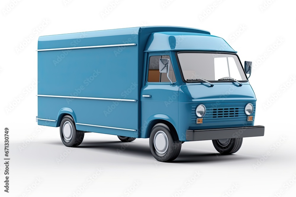 3D Rendering of a Blue Box Van for Seamless Operations
