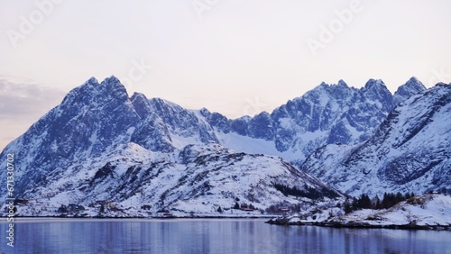 Snow mountain during winter season at Norway, Europe.