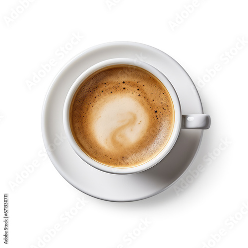 top view of a coffee cup isolated on a white background