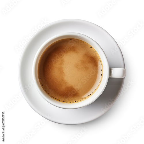 top view of a coffee cup isolated on a white background