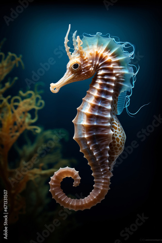 Exquisite aquatic equine The Mediterranean Seahorse, Hippocampus guttulatus in its natural elegance