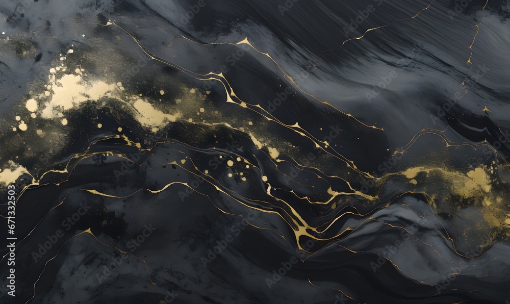 black marble texture with gold ink, Generative AI black marble texture with gold ink, Generative AI