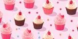 Abstract illustration of tasty cupcakes 
