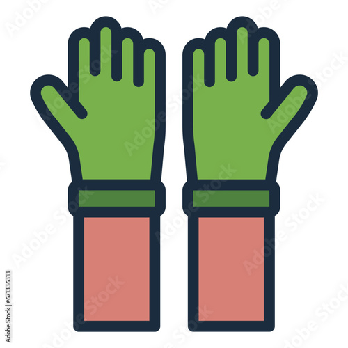 Gloves colorful filled line icon