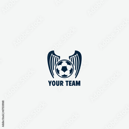 Junior Football Logo Vector.Junior soccer player silhouette vector image