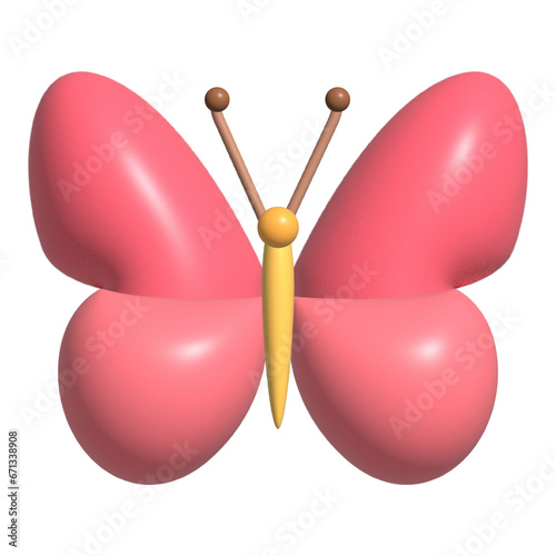 3D rendering butterfly insect icon