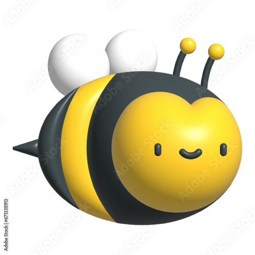 Cute bee in cartoon style. 3D rendering illustration