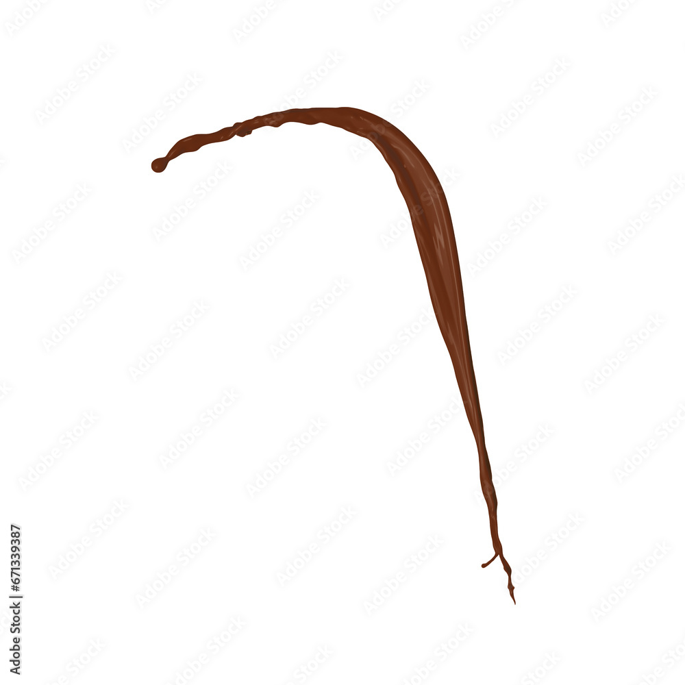 One chocolate color splash on white background