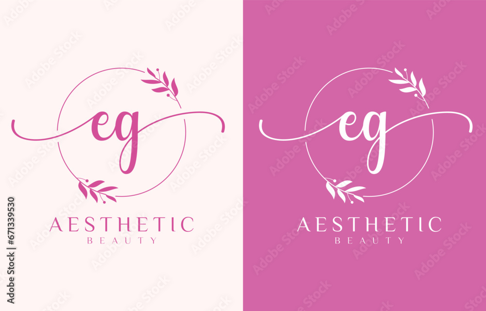 Letter E Beauty Logo with Flourish Ornament
