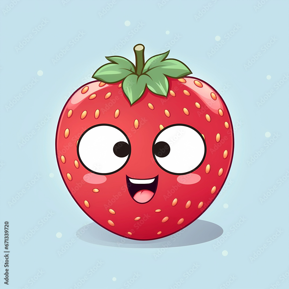 Obraz premium Cartoon strawberry fruit illustration