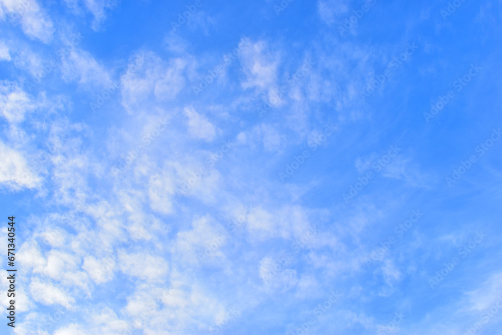 beautiful blue sky with white cloud, natural background in springtime