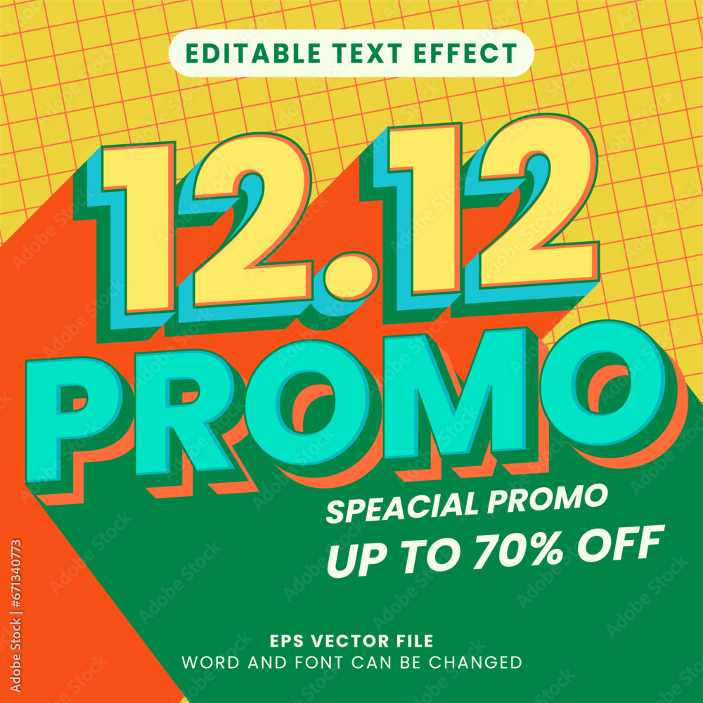 12 December special promotion sale 3d editable text effect