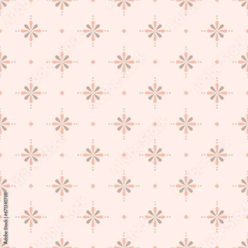 Wallpaper Mural In this seamless pattern, make a flower with orange petals alternating with gray. Arranged on light orange background. Decorated with small orange diamond placed alternately neatly. Torontodigital.ca