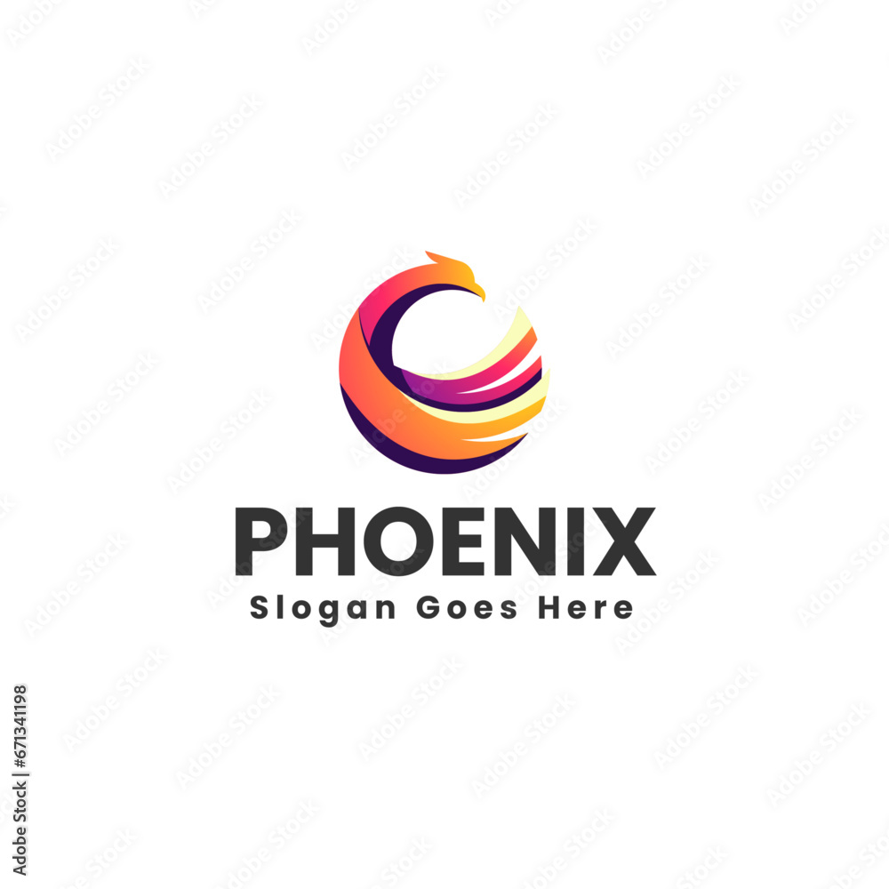 Vector Logo Illustration Phoenix Gradient Colorful Style