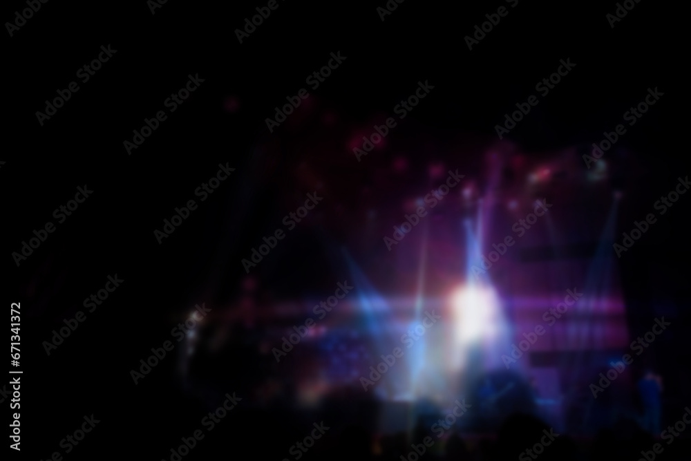 Blurred of Christian Congregation Worship God together in Big Church hall in front of music stage and drak  light effected.