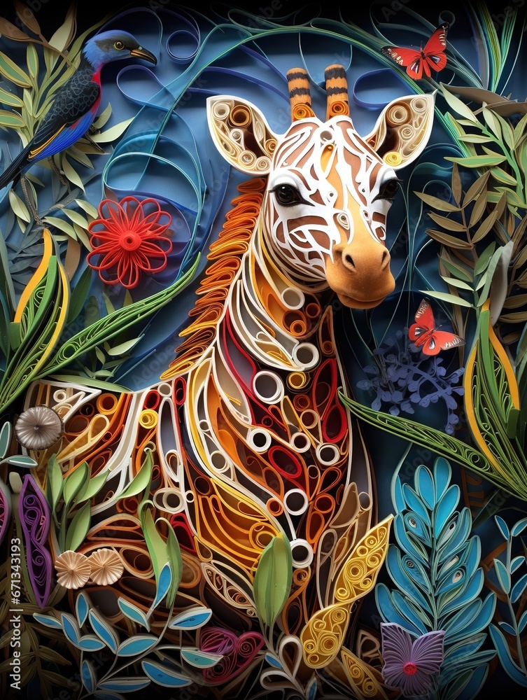 Beautiful papercut quilling paper filigree zoo animals Beautiful papercut quilling paper filigree zoo animals