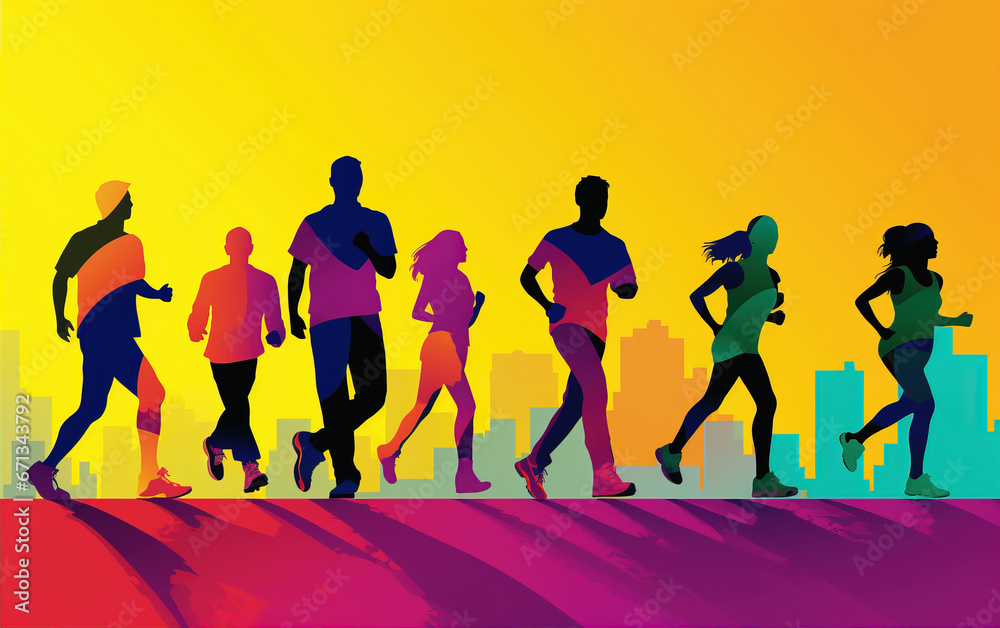 Fototapeta premium Runner silhouette illustration,,created with Generative AI tecnology.
