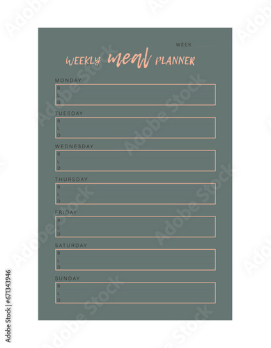 Meal planner. Plan you food day easily. Vector illustration.