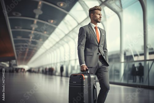 Businessman waiting to board flight at airport