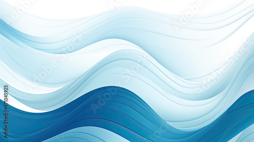 Cyan and Sea Blue Wavy Line Pattern on White