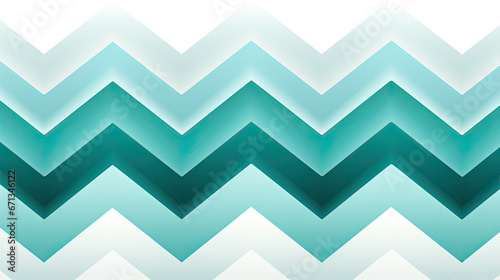 Seafoam and Teal Chevron Pattern on White