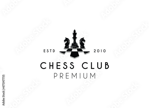 Vintage classic badge emblem chess club, chess tournament logo vector icon on white background