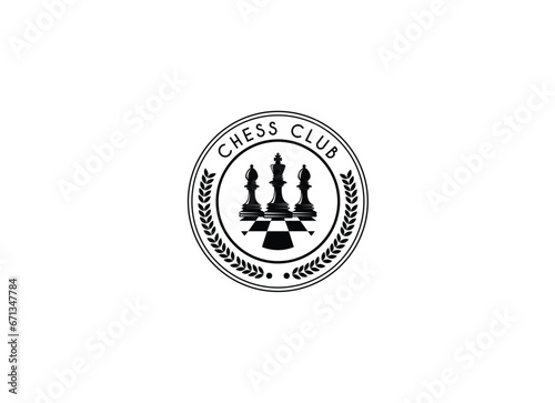 Vintage classic badge emblem chess club, chess tournament logo vector icon on white background