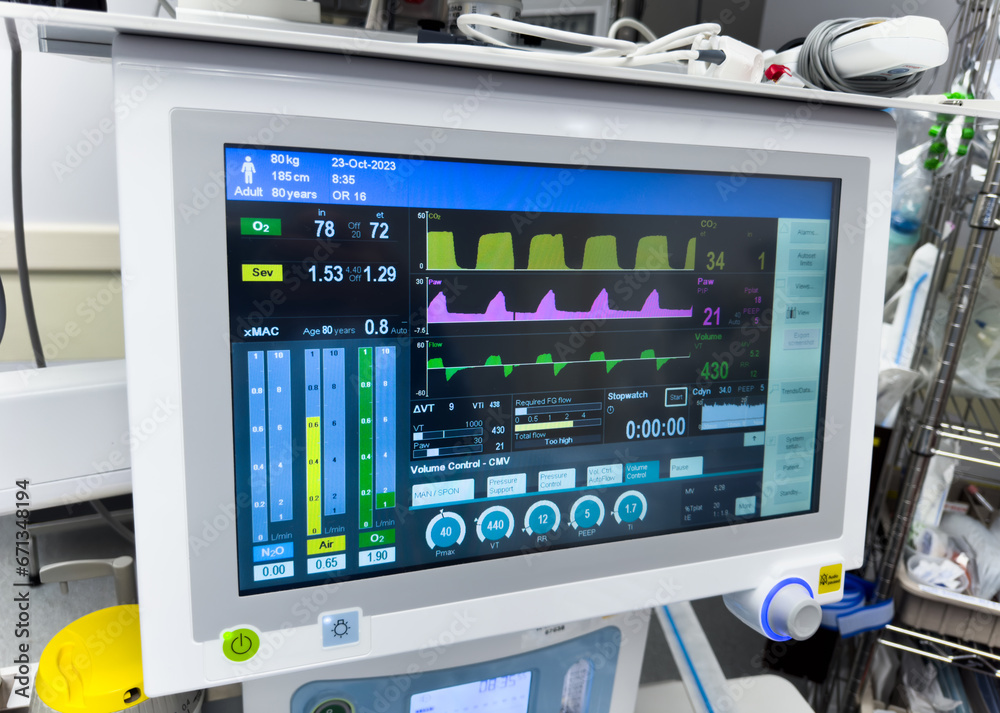 hospital monitor displaying vital signs: blood pressure, heart rate, pulse oximetry, and temperature, providing critical patient health data in a medical setting hospital monitor displaying vital signs: blood pressure, heart rate, pulse oximetry, and temperature, providing critical patient health data in a medical setting