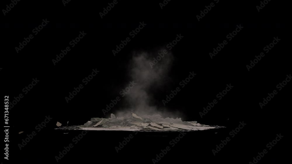 Meteors Explosion on Ground of fire and smoke (3D) Animation of a meteor shower isolated on black, effect background footage, motion graphics, overlay 4K drag-and-drop editing software blending modes