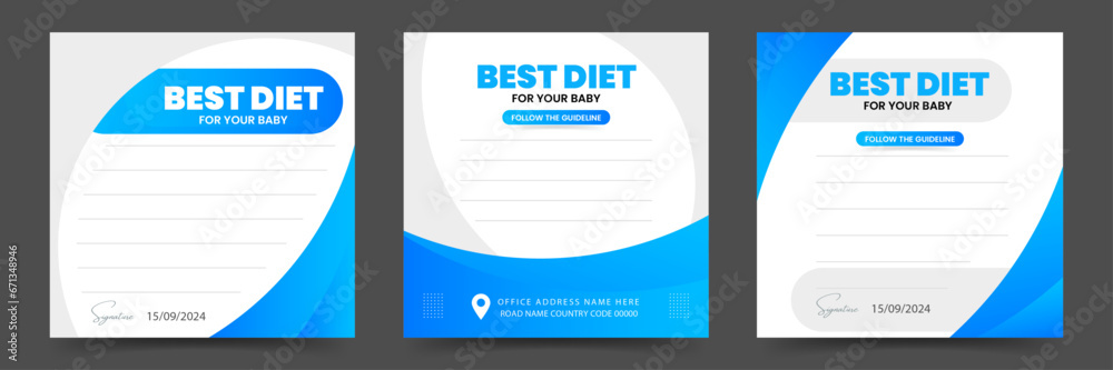 Naklejka premium Healthcare social media post or diet chart banner
